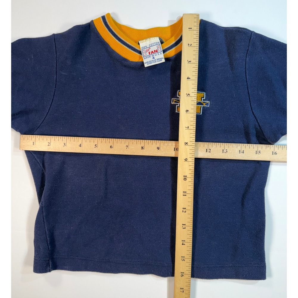 Vintage Lil Fan Kids Navy Blue US Naval Academy Ringer T-Shirt Size 4 USA Made - Picture 4 of 4